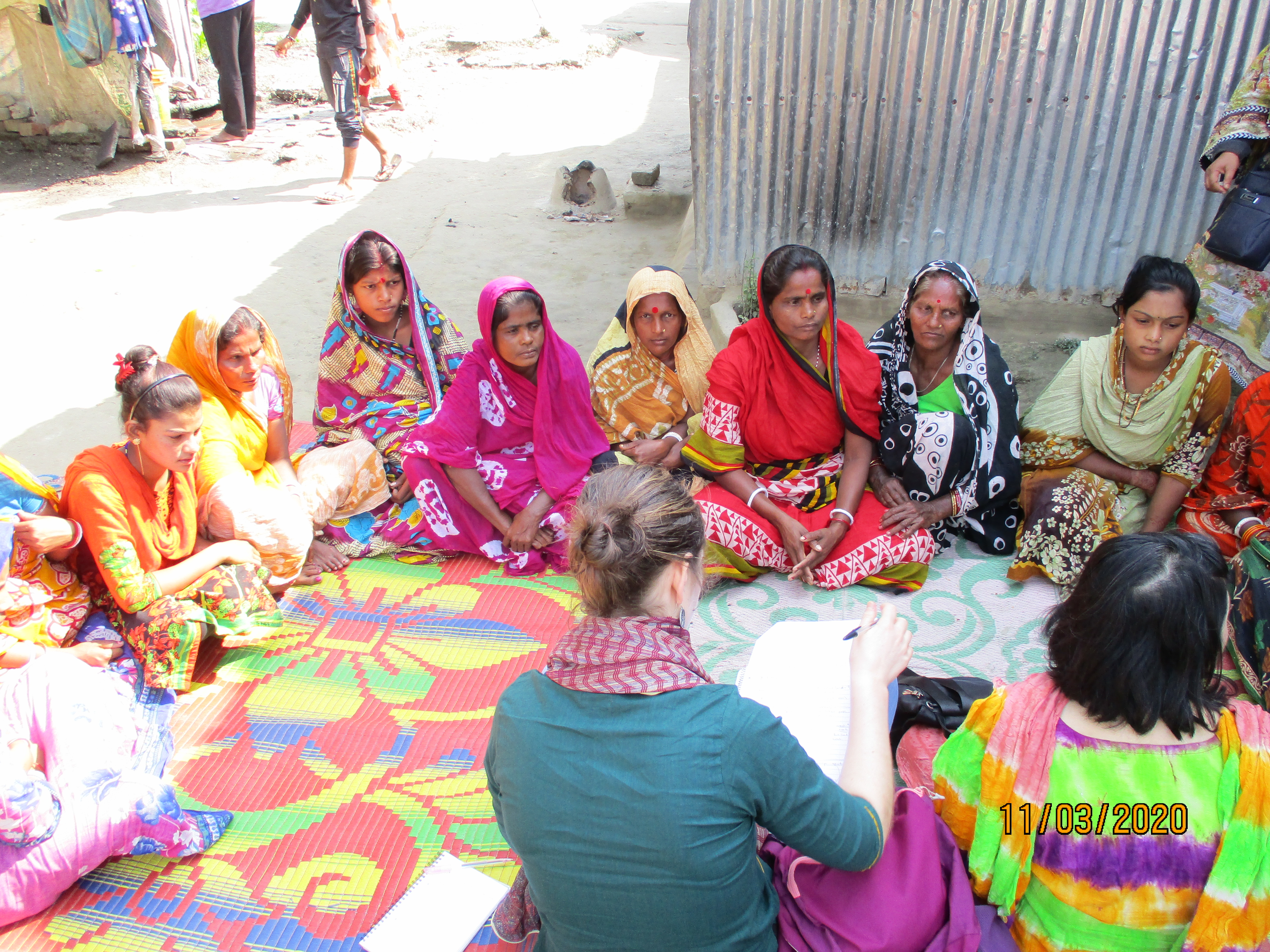 A group of women discussing livelihood challenges with the research team in Thakurgaon, Bangladesh.